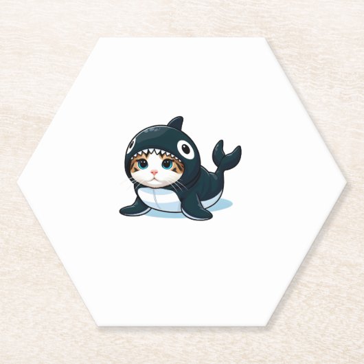 Katze in Orca Kostüm Untersetzer (Vorderseite)