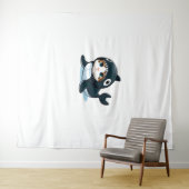 Katze in Orca Kostüm Wandteppich (Beispiel (Horizontal))