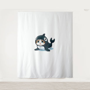 Katze in Orca Kostüm Wandteppich