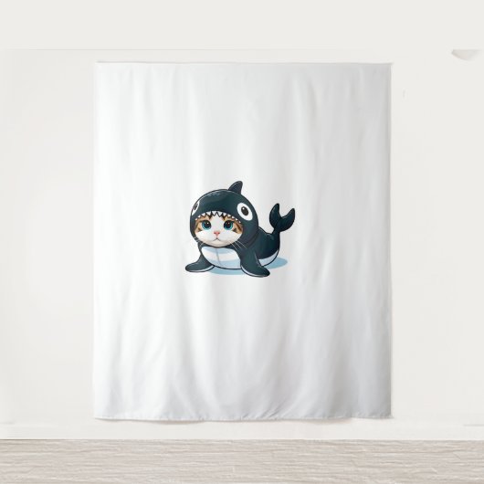Katze in Orca Kostüm Wandteppich (Vorderseite)
