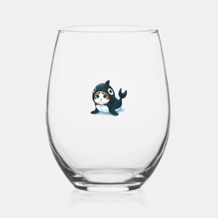 Katze in Orca Kostüm Weinglas Ohne Stiel