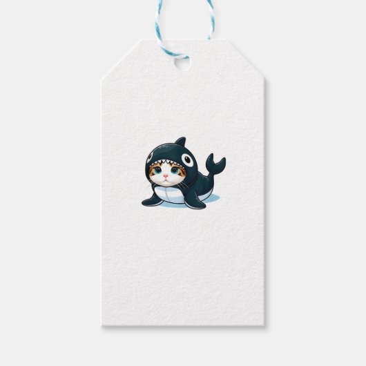 Katze in Orca Kostümtank Geschenkanhänger (Vorderseite)