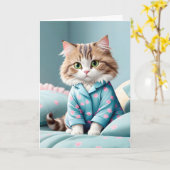 Katze in Pajamas zum Geburtstag Karte (Gelbe Blume)
