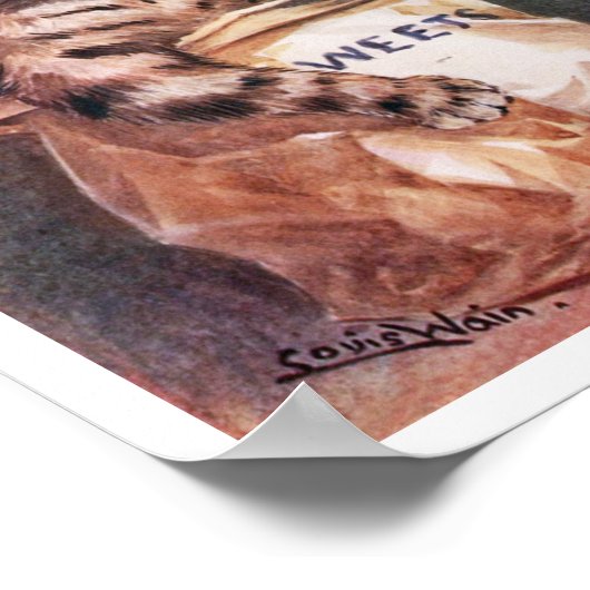 Katze in Papiertasche, Louis Wain Poster (Ecke)