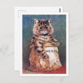 Katze in Papiertasche, Louis Wain Postkarte (Vorne/Hinten)