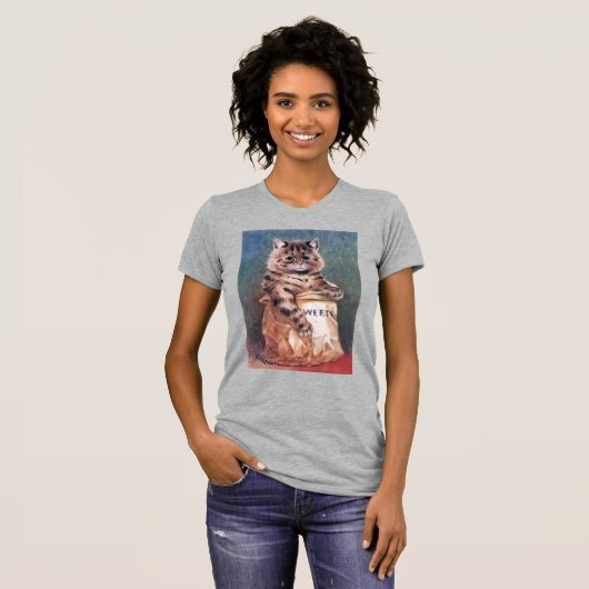 Katze in Papiertasche, Louis Wain T-Shirt (Vorne ganz)