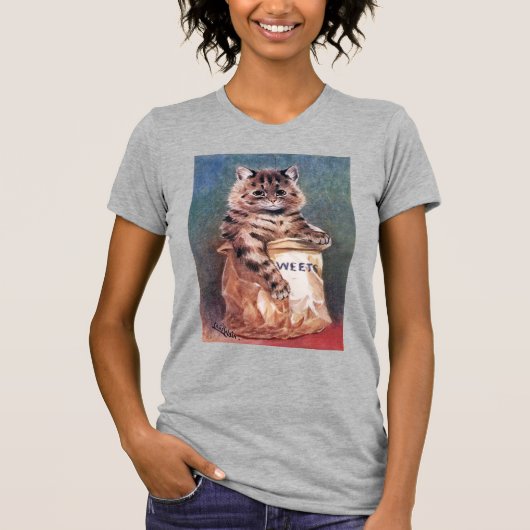 Katze in Papiertasche, Louis Wain T-Shirt (Vorderseite)