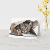 Katze in Papiertüte Geburtstag Karte (Gelbe Blume)