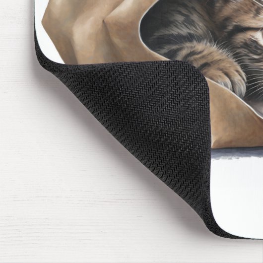 Katze in Papiertüte Mousepad (Ecke)
