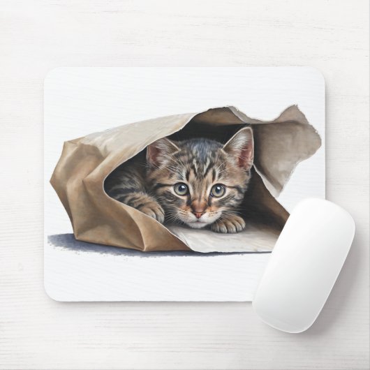Katze in Papiertüte Mousepad (Mit Mouse)