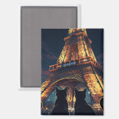 Katze in Paris Eiffelturm Postkarte Magnet (Vorderseite/Rückseite)