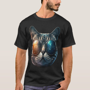 Katze in Piloten-Sonnenbrille Coole Katze Flauschi T-Shirt