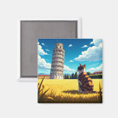 Katze in Pisa, Italien Magnet (Vorderseite/Rückseite)