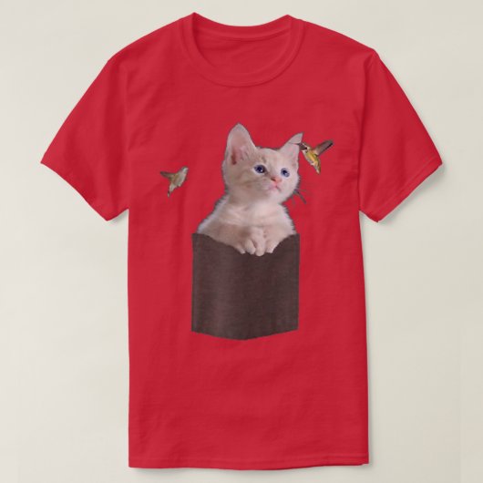 Katze in Pocket Staring bei Hummingbirds Blue Eyes T-Shirt (Design vorne)