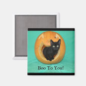 Katze in Pumpkin 2 Zoll Square Magnet (Vorderseite/Rückseite)