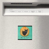 Katze in Pumpkin 2 Zoll Square Magnet (In Situ (Geschirrspüler))