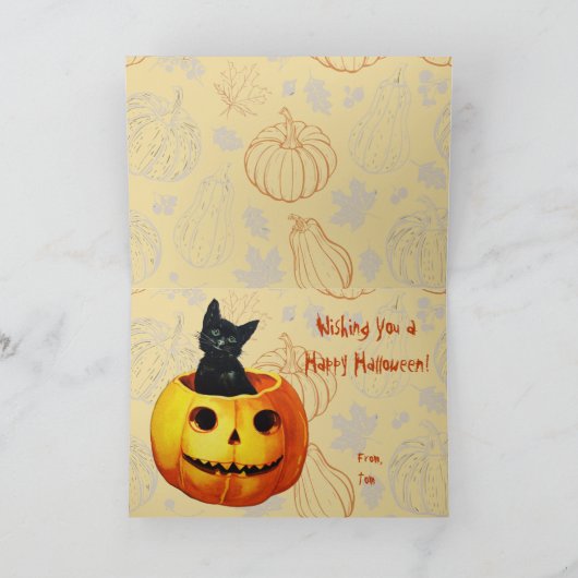 Katze in Pumpkin Dankeskarte (Innenseite)