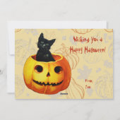 Katze in Pumpkin Feiertagskarte (Rückseite)