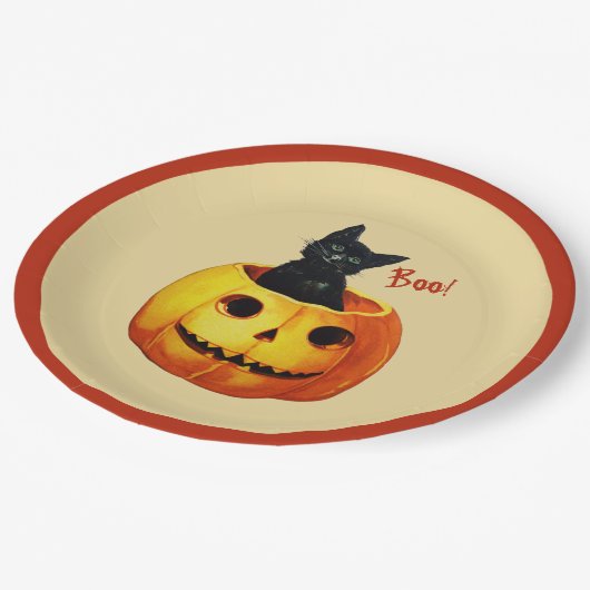 Katze in Pumpkin Halloween Paper Teller (Schrägansicht)