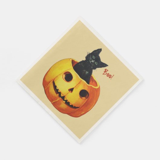 Katze in Pumpkin Halloween Papier Napkins Serviette (Ecke)