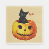 Katze in Pumpkin Halloween Papier Napkins Serviette (Vorderseite)