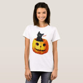 Katze in Pumpkin Halloween T-Shirt (Vorne ganz)