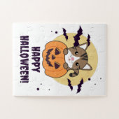 Katze in Pumpkin Sweet Cats Happy Halloween Jigsaw Puzzle (Horizontal)