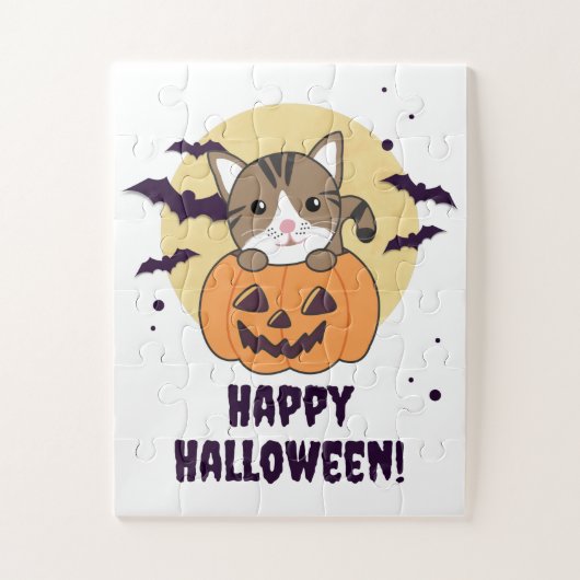Katze in Pumpkin Sweet Cats Happy Halloween Jigsaw Puzzle (Vertikal)