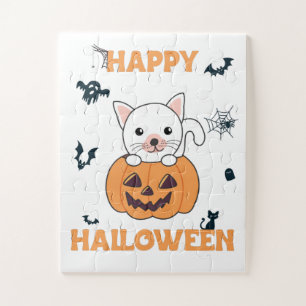 Katze in Pumpkin Sweet Cats Happy Halloween Jigsaw Puzzle