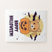 Katze in Pumpkin Sweet Cats Happy Halloween Jigsaw Puzzle (Horizontal)