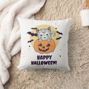 Katze in Pumpkin Sweet Cats Happy Halloween Kissen
