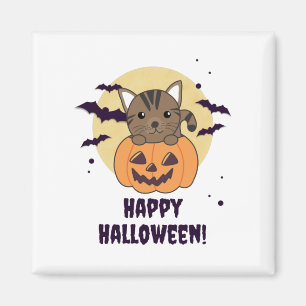 Katze in Pumpkin Sweet Cats Happy Halloween Magnet