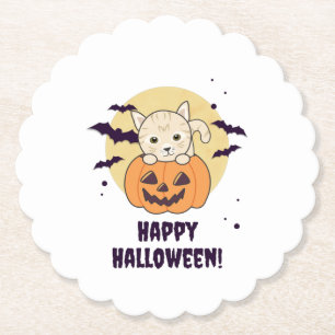Katze in Pumpkin Sweet Cats Happy Halloween Untersetzer
