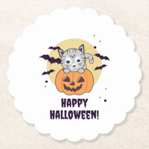 Katze in Pumpkin Sweet Cats Happy Halloween Untersetzer