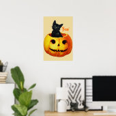 Katze in Pumpkin Vintages Halloween-Poster Poster (Heimbüro)