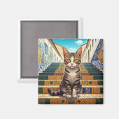 Katze in Rio de Janeiro Lapa Escadaria Selaron Ste Magnet (Vorderseite/Rückseite)
