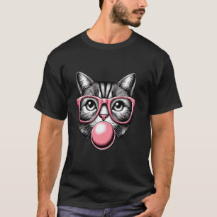 Katze in rosa Brille Rosa Blase Männer Frauen Kind T-Shirt