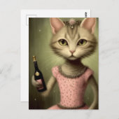 Katze in rosa Kleid Postkarte (Vorne/Hinten)