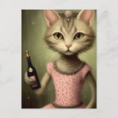 Katze in rosa Kleid Postkarte (Vorderseite)