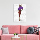 Katze in rotem Kleid Leinwanddruck (Insitu (Wohnzimmer))