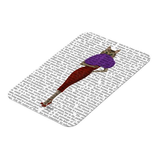 Katze in rotem Kleid Magnet (Linke Seite)