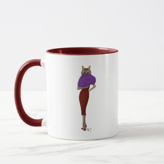 Katze in rotem Kleid Tasse (Links)