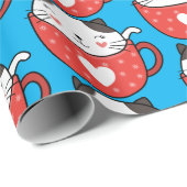 Katze in rotem Teakholz Geschenkpapier (Rolleneckpunkt)
