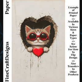 Katze in Roter Brille, Red Heart AQ2 Scrapbook Pap