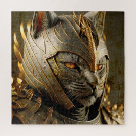 Katze in Samurai Helmet. Puzzle