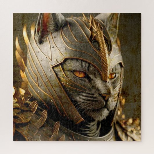 Katze in Samurai Helmet. Puzzle (Vertikal)