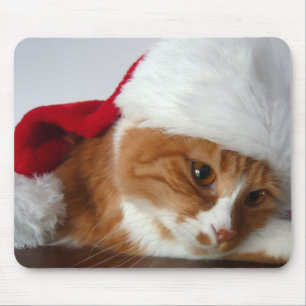 Katze in Santa-Mütze-Mauspad Mousepad