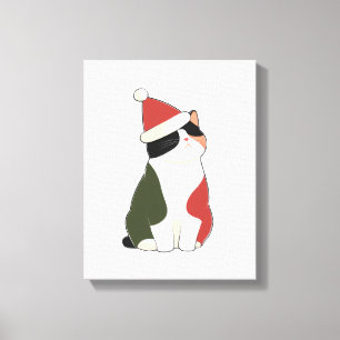 Katze in Santa-Mütze – Süße Feiertagsillustration Leinwanddruck