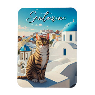 Katze in Santorini Griechenland Cyclades Travel Magnet