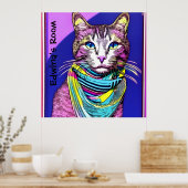 Katze in Scarf. Name/Text bearbeiten Poster (Küche)